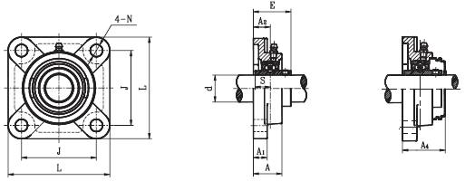 45mm Mounted Bearing UCF209 + Square Flanged Cast Housing:vxb:Ball Bearings
